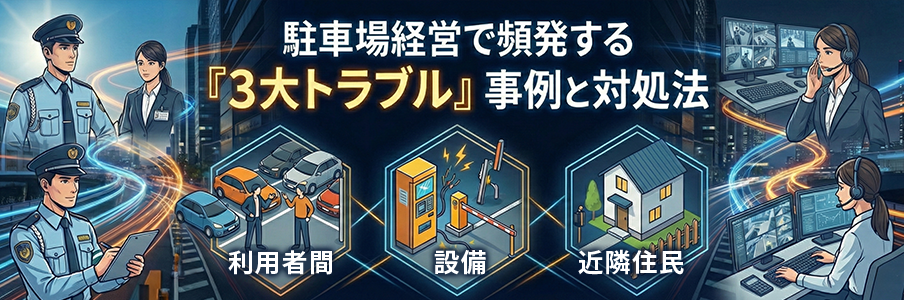 駐車場経営で頻発する「3大トラブル」事例と対処法をあらわすイメージ画像