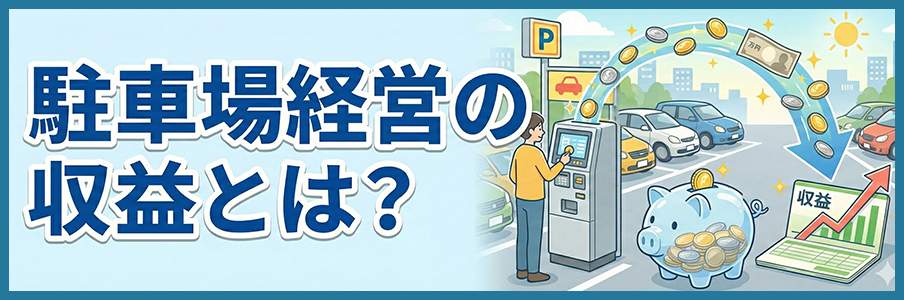 駐車場経営の収益とは？を表すサムネイルイラスト画像