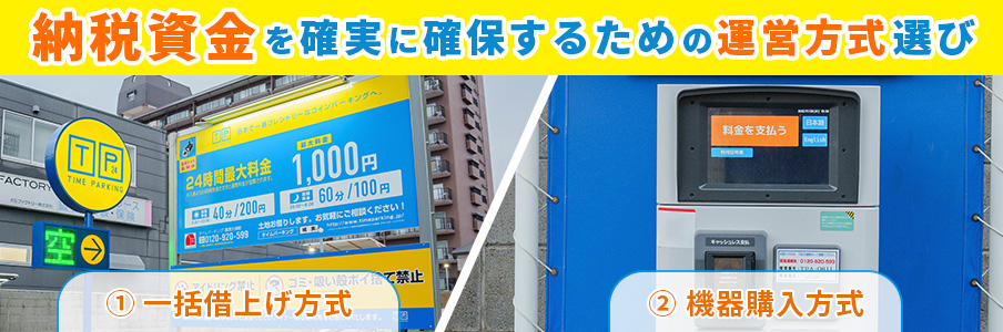 納税資金を確実に確保するための運営方式選びを表す写真画像