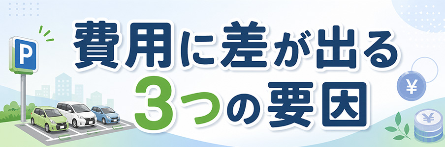 費用に差が出る3つの要因を表したイラスト画像