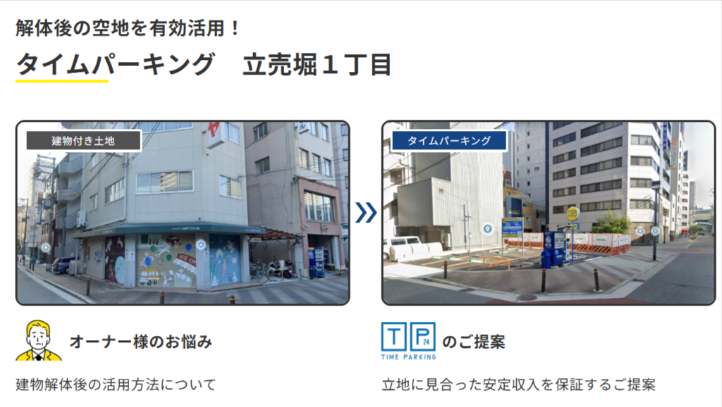 タイムパーキング立売堀1丁目の導入事例