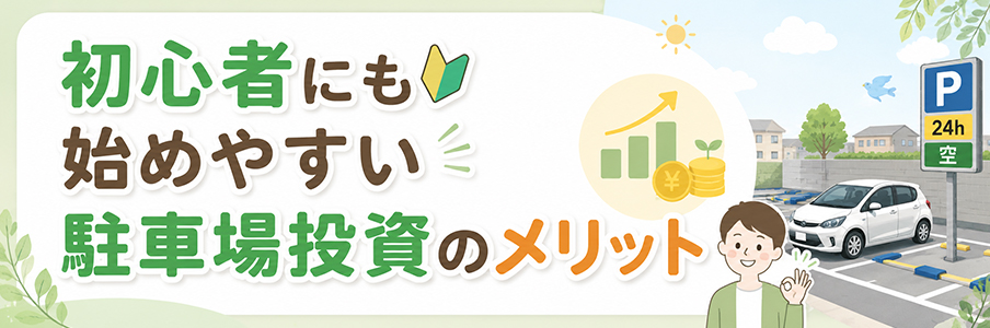 初心者にも始めやすい駐車場投資のメリットを表す画像