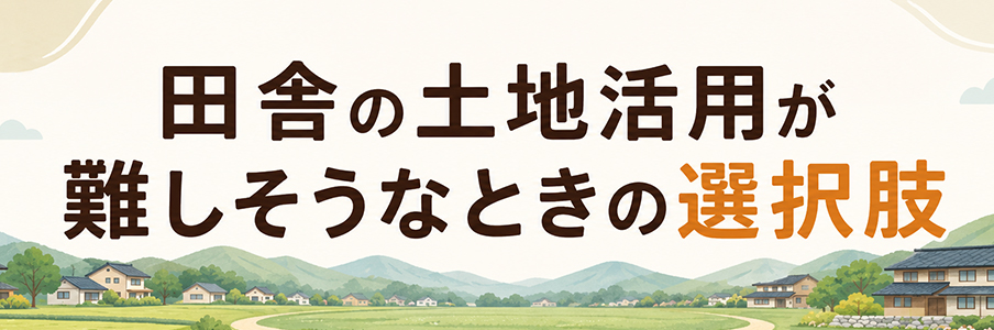 田舎の土地活用が難しそうなときの選択肢を表す画像