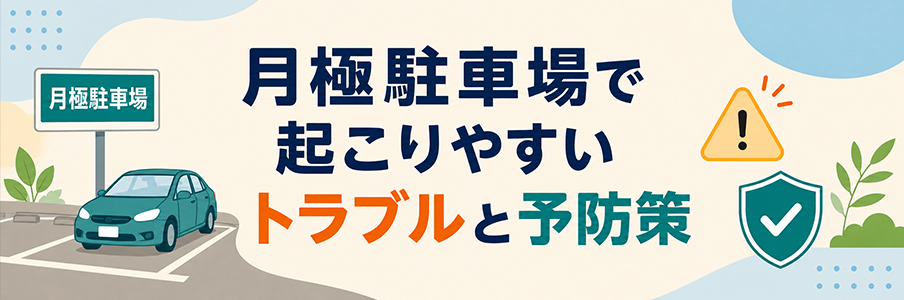 月極駐車場で起こりやすいトラブルと予防策を表す画像