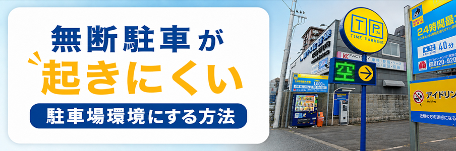 無断駐車が起きにくい駐車場環境にする方法を表す画像
