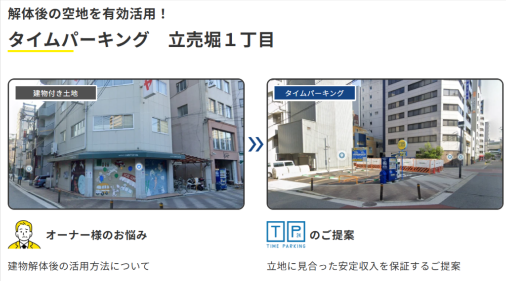 タイムパーキング立売堀1丁目の事例写真