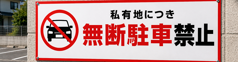 私有地につき無断駐車禁止であることの明示を表す画像