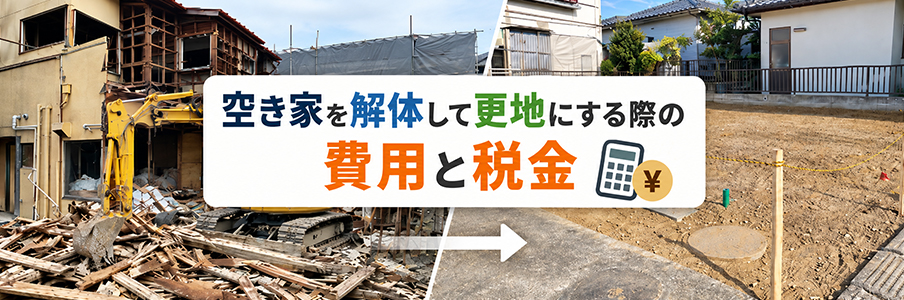 空き家を解体して更地にする際の費用と税金を表す画像